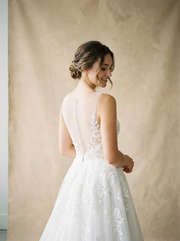 Button Back Wedding Dresses - 1