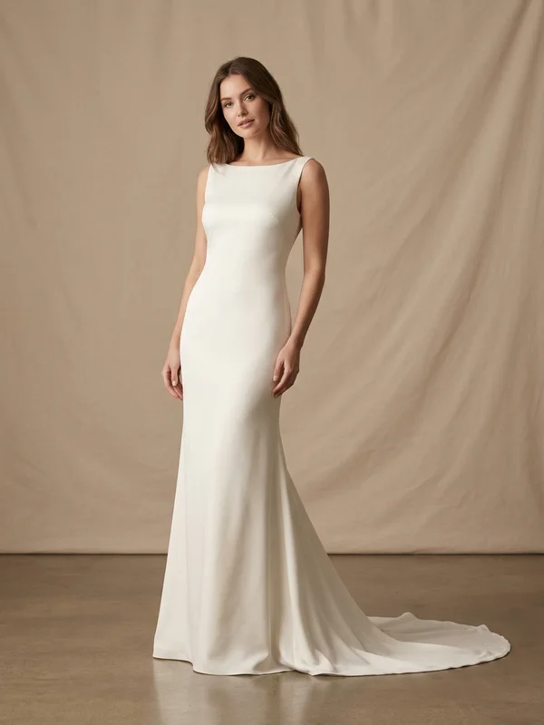 Theodora — Ivory Mikado Church Wedding Dress with Architectural Bow - 1