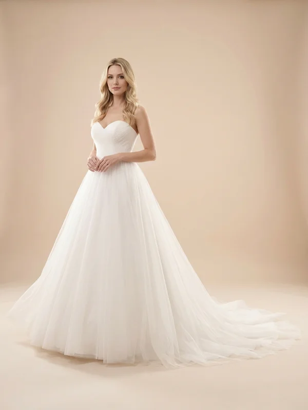 Eleanora — White Tulle Corset Back Wedding Dress with Layered Princess Skirt - 1