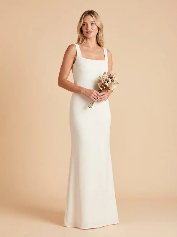 Lennox — Ivory Minimalist Elopement Wedding Dress with Square Neck - 1