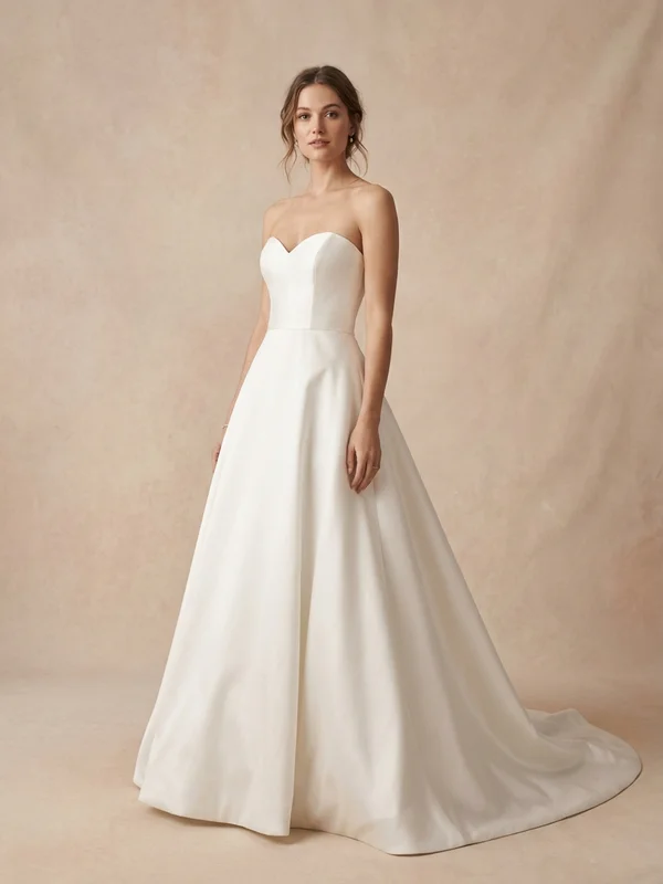 Harlow — White Mikado Modern Wedding Gown with Sculptural Bow - 1